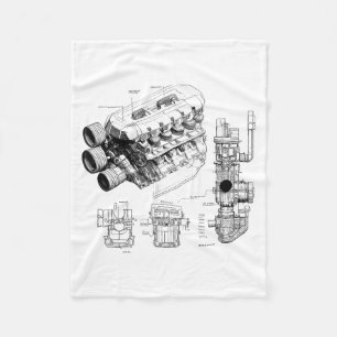 Mechanics Car Enthusiast Men Engine Eces  Fleece Blanket