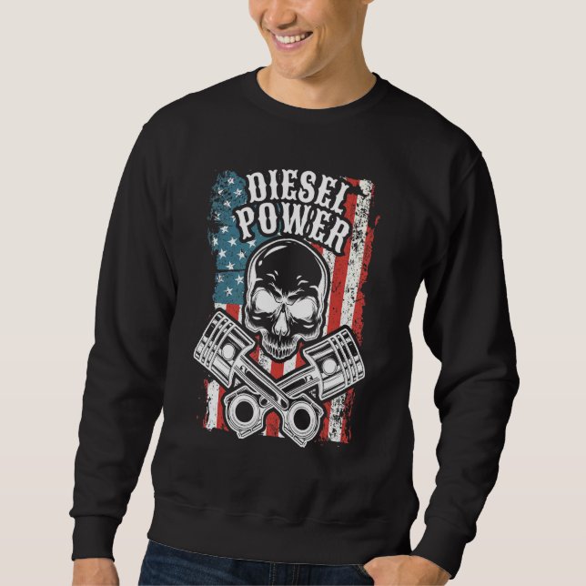 Mechanics Usa Flag Diesel Power Sweatshirt (Front)