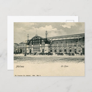 Mechelen antique neo renaissance railroad station Postcard