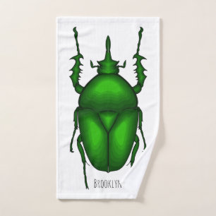 Mecynorhina torquata bug cartoon illustration  bath towel set