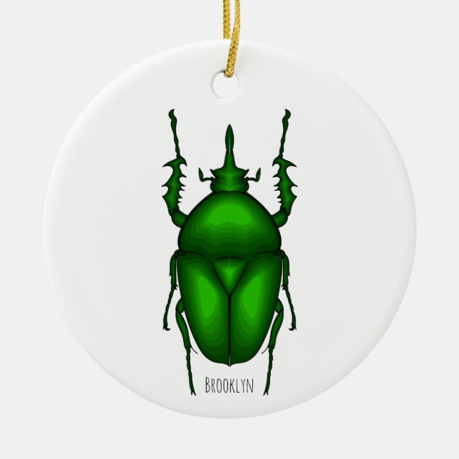 Mecynorhina torquata bug cartoon illustration ceramic tree decoration (Front)