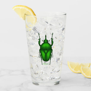 Mecynorhina torquata bug cartoon illustration glass