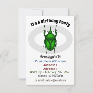Mecynorhina torquata bug cartoon illustration invitation