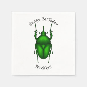 Mecynorhina torquata bug cartoon illustration  napkin