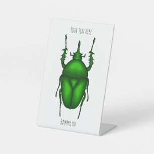 Mecynorhina torquata bug cartoon illustration pedestal sign