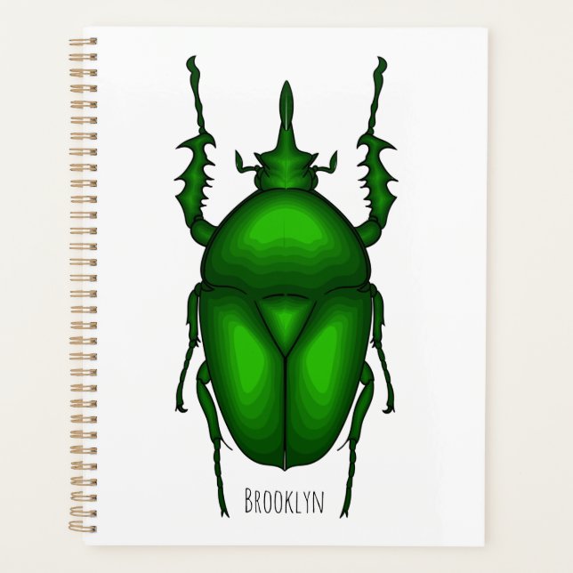 Mecynorhina torquata bug cartoon illustration   planner (Front)