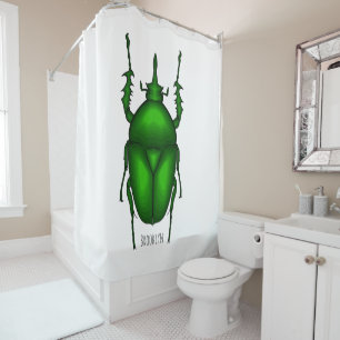 Mecynorhina torquata bug cartoon illustration  shower curtain