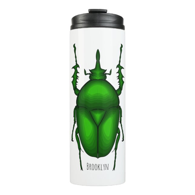 Mecynorhina torquata bug cartoon illustration   thermal tumbler (Front)
