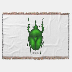 Mecynorhina torquata bug cartoon illustration throw blanket