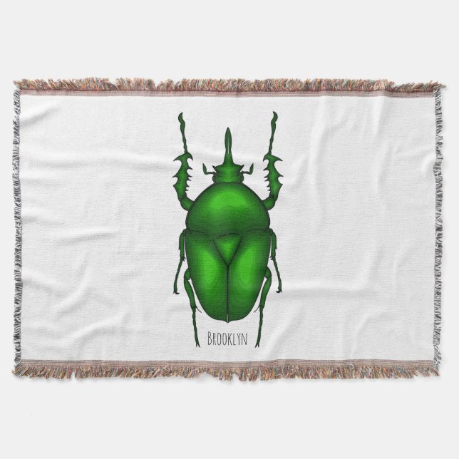 Mecynorhina torquata bug cartoon illustration  throw blanket (Front)