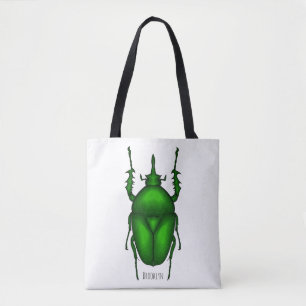 Mecynorhina torquata bug cartoon illustration tote bag