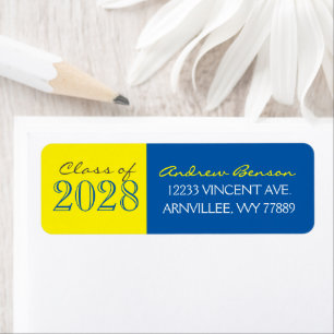 Med Blue & Yellow Graduation Return Address Labels