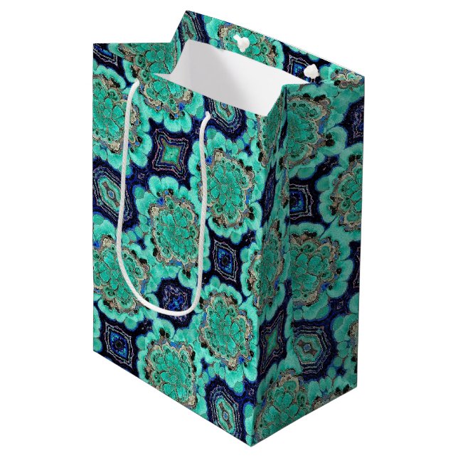 Med Gift Bag Azurite/Malachite Geode (Front Angled)