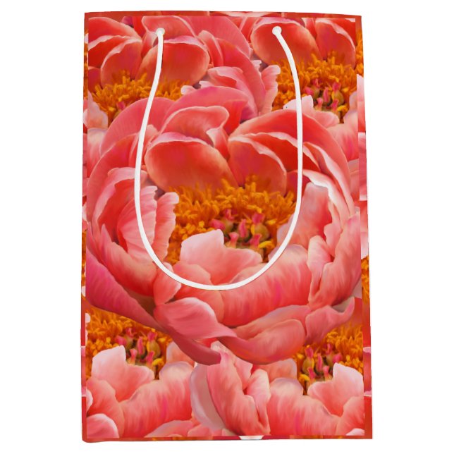 Med Gift Bag Coral Peonies (Front)