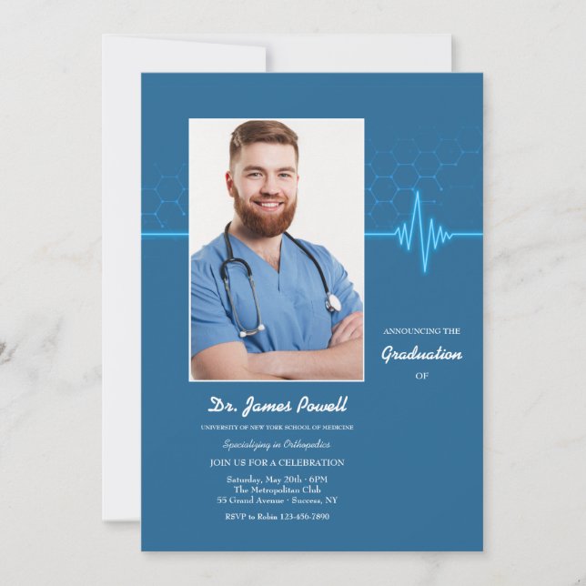 Med School Photo Graduation  Invitation (Front)