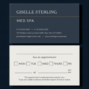 Med Spa Office Appointment Reminder Business Card