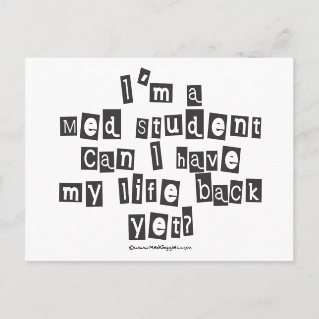 Med Student Ransom Note Postcard (Front)