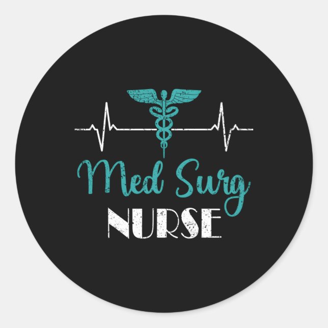 Med Surg Nurse Ekg Hebeat Medical Surgical Nursing Classic Round Sticker (Front)
