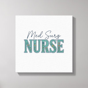 Med Surg Nurse Floral Vintage Engraving Design_1 Canvas Print