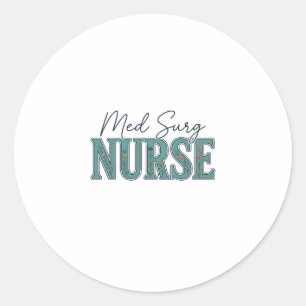 Med Surg Nurse Floral Vintage Engraving Design_1 Classic Round Sticker