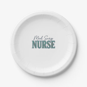 Med Surg Nurse Floral Vintage Engraving Design_1 Paper Plate