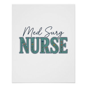 Med Surg Nurse Floral Vintage Engraving Design_1 Poster