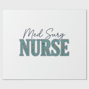 Med Surg Nurse Floral Vintage Engraving Design_1 Wrapping Paper