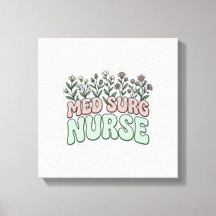 Med Surg Nurse Floral Vintage Vector Design_1 Canvas Print
