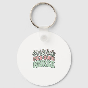 Med Surg Nurse Floral Vintage Vector Design_1 Key Ring