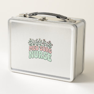Med Surg Nurse Floral Vintage Vector Design_1 Metal Lunch Box