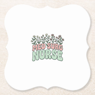 Med Surg Nurse Floral Vintage Vector Design_1 Paper Coaster