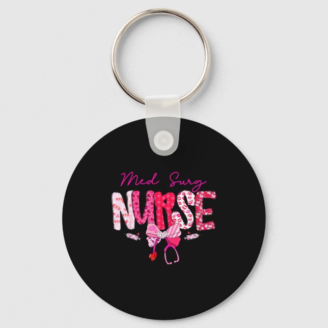 Med Surg Nurse Valentine's Day Stethoscope Coquett Key Ring (Front)