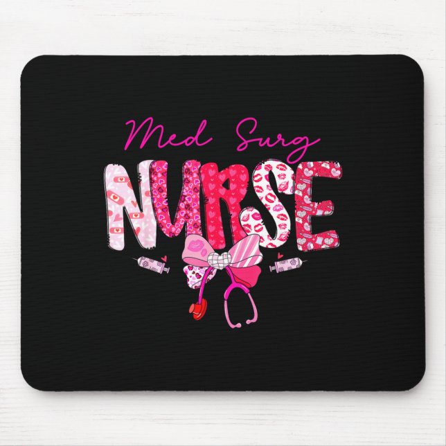 Med Surg Nurse Valentine's Day Stethoscope Coquett Mouse Pad (Front)