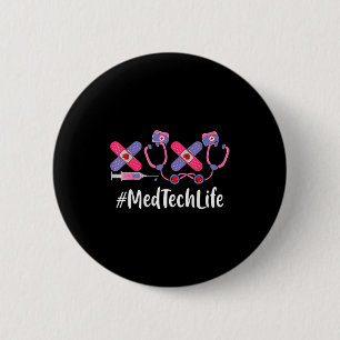 Med Tech Valentines Day Women Heart Stethoscope Ap 6 Cm Round Badge