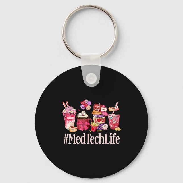Med Tech Women Coffee Lovers Funny Valentine's Day Key Ring (Front)
