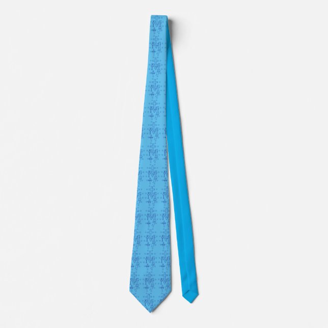 Medal of Our Lady of Graces Marian Devotional Art Tie (Front)