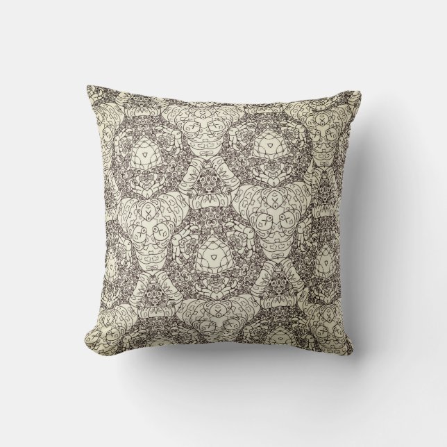 Medallion Beige Taupe Modern  Cushion (Front)