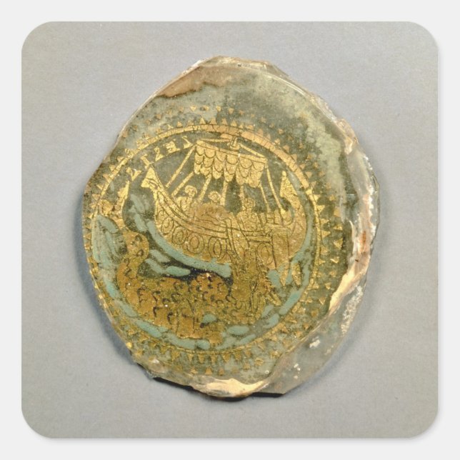Medallion depicting Jonah and the whale, Roman, 4t Square Sticker (Front)