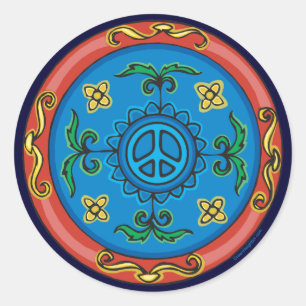 Medallion Design Peace Sign Classic Round Sticker