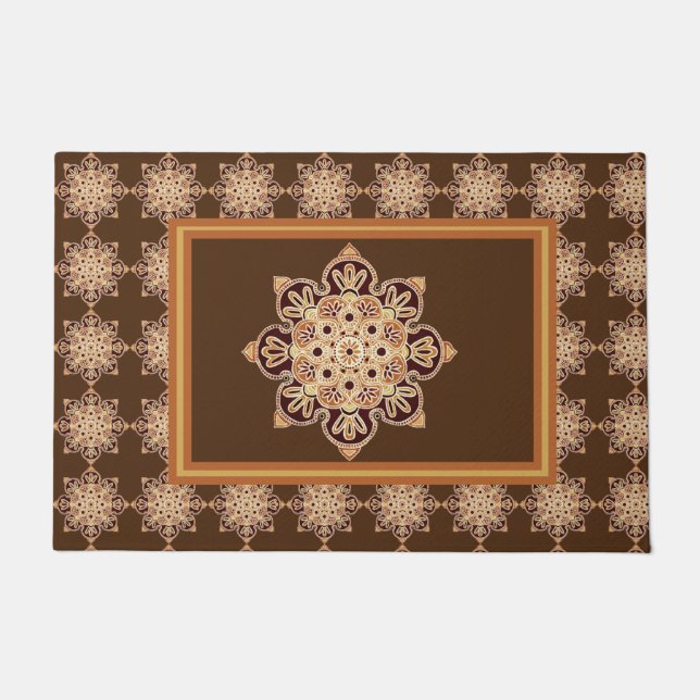 Medallion Doormat gold & brown (Front)