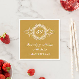 Medallion Golden Anniversary Celebration Napkin