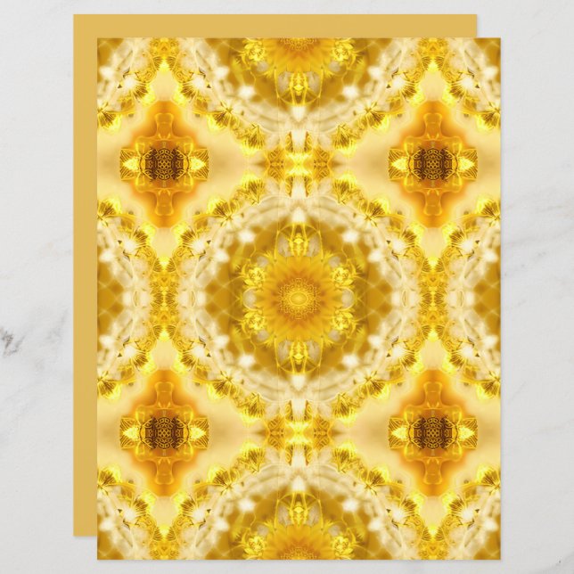 Medallion in Mustard Golden Yellow Batik Pattern (Front/Back)