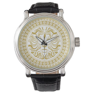 Medallion Lion Gold White Watch