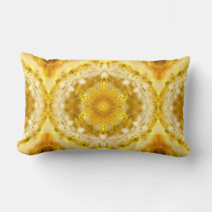 Medallion Pattern in Mustard Yellow Batik Pattern Lumbar Cushion