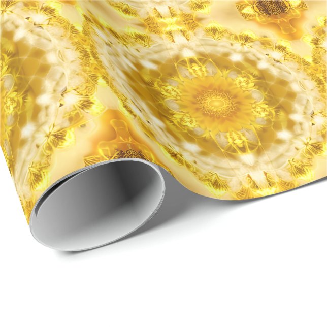 Medallion Pattern in Mustard Yellow Batik Pattern Wrapping Paper (Roll Corner)