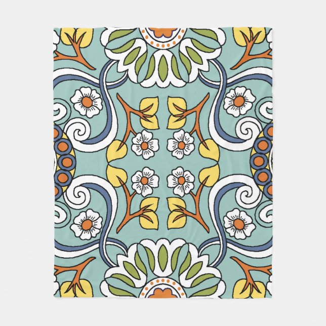 Medallion Turkish Style Vintage Pattern Fleece Blanket (Front)