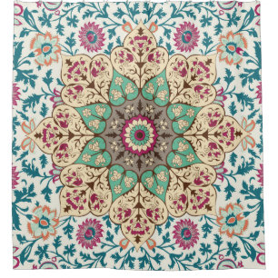 Medallion Vintage multi colour pattern in Turkish, Shower Curtain
