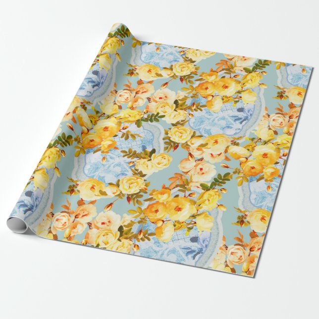 Medallions and Roses Wrapping Paper (Unrolled)