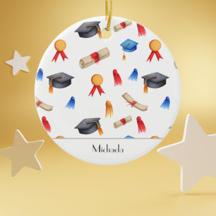 Medals and Graduation Caps Graduate Christmas Ceramic Tree Decoration