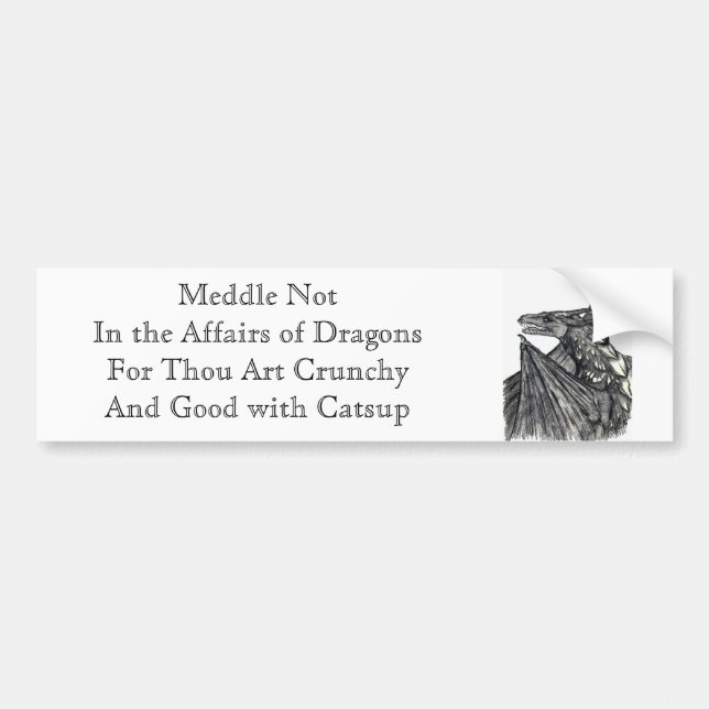 Meddle Not In the Affairs of Dragons Bumper Sticker (Front)